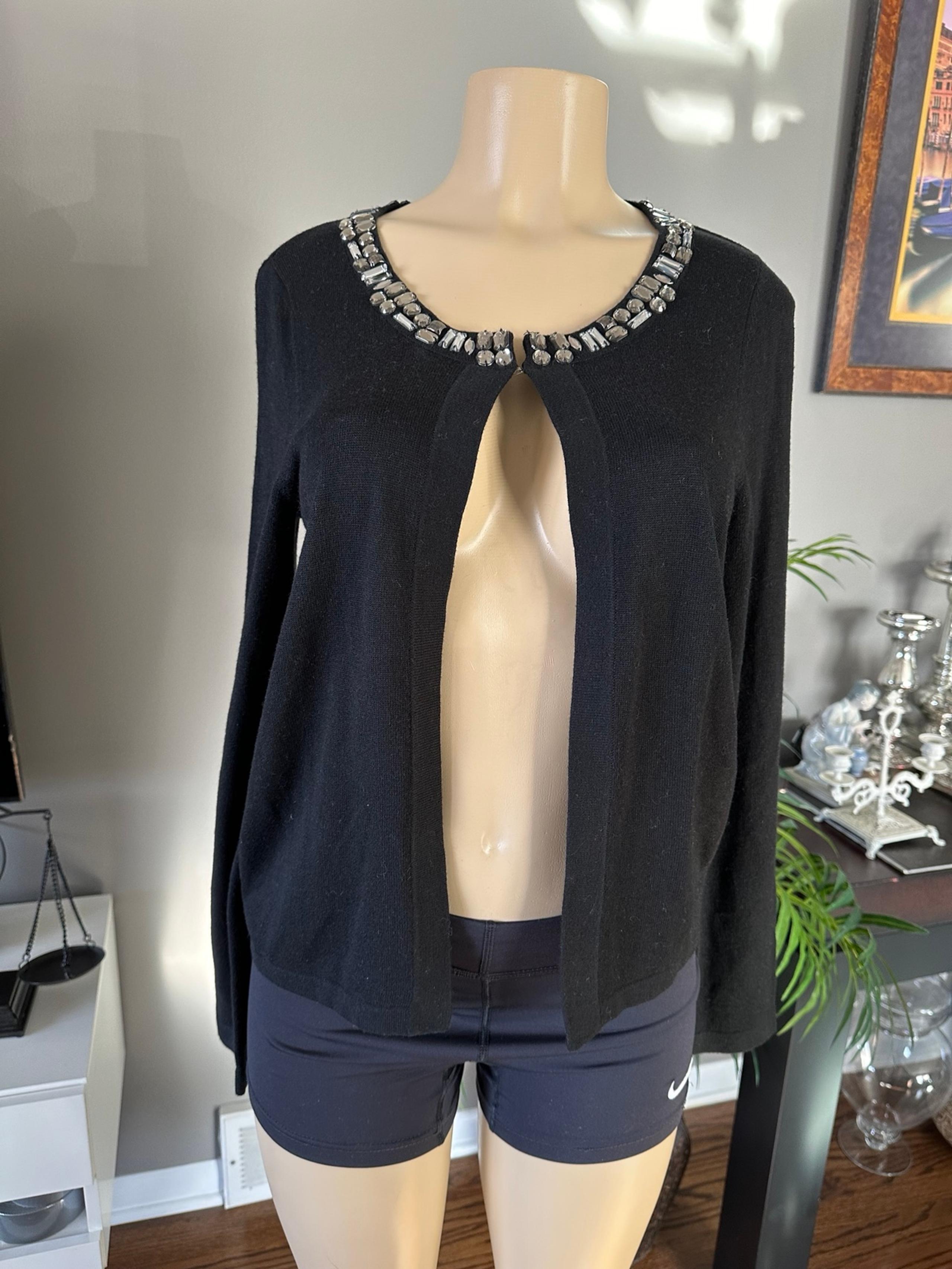 BANANA REPUBLIC beaded black cardigan sweater size M