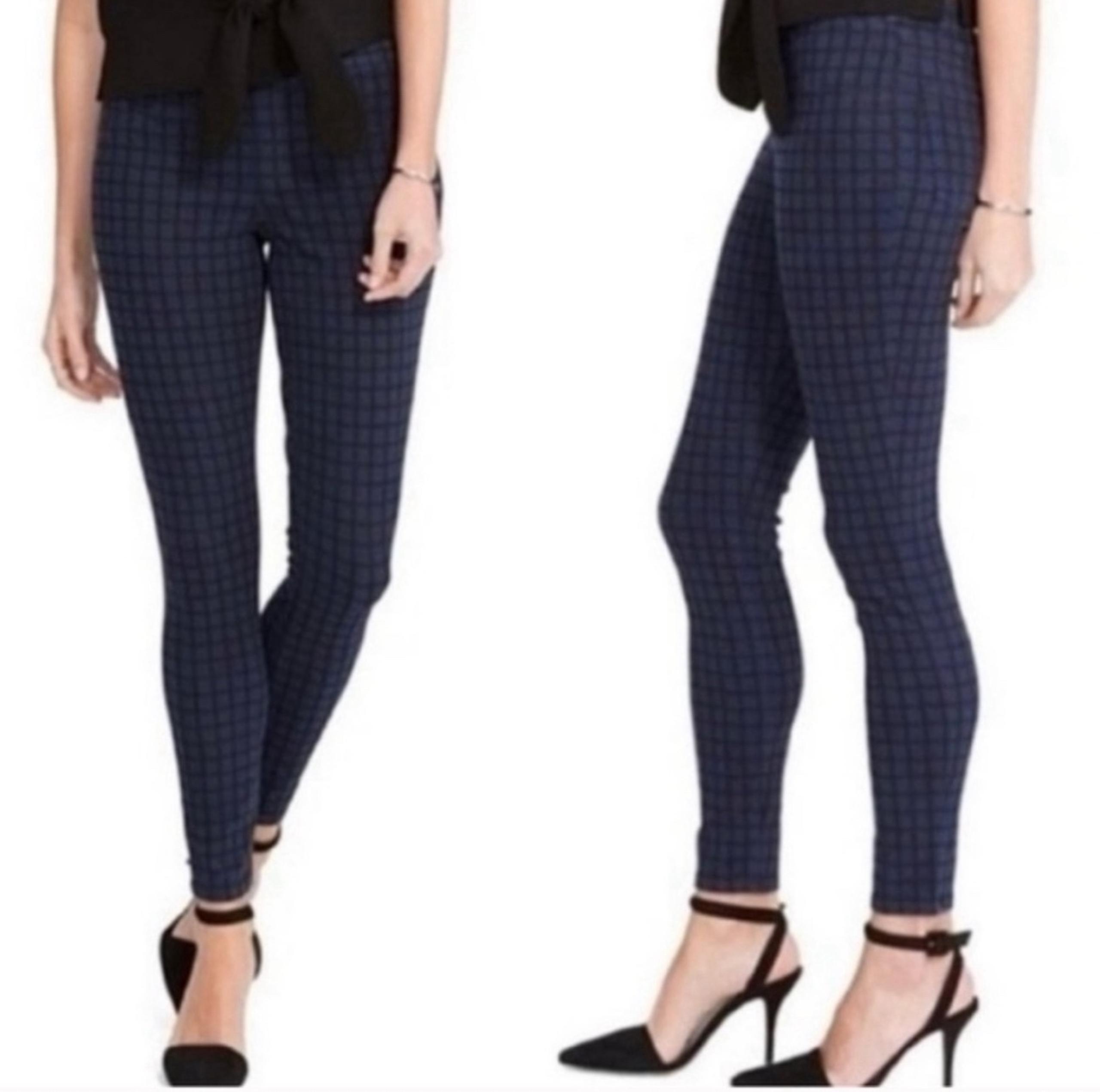 Spanx black and blue checkered plaid pants medium