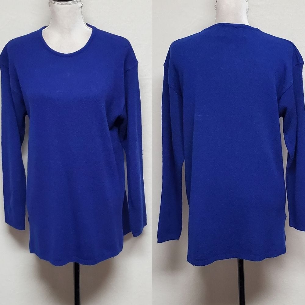 80s Vintage Carolina Colours Azure Blue Lightweight Boucle Knit Crewneck Sweater