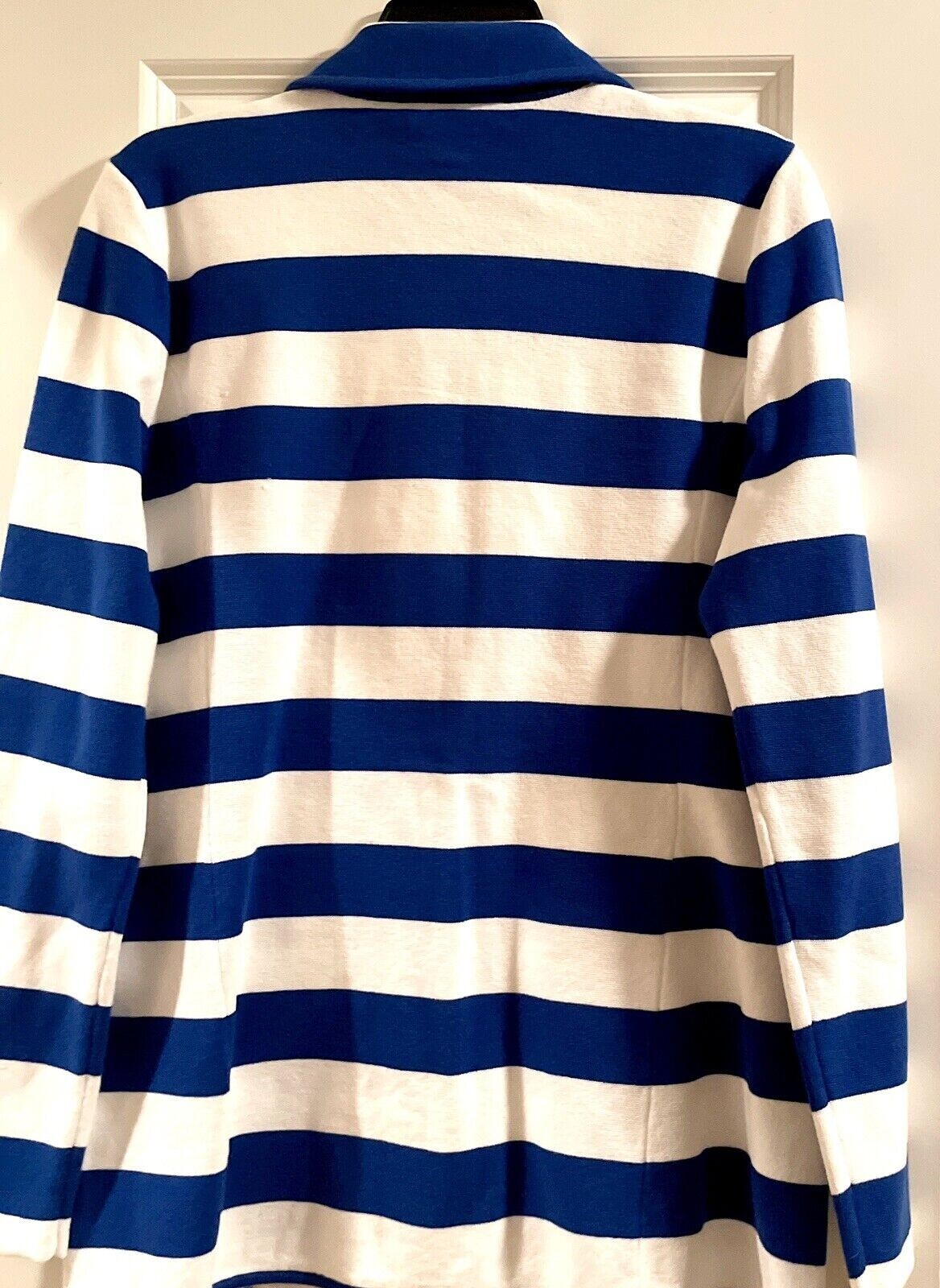 Ralph Lauren Women’s Combed Cotton Knit Blazer Sapphire Blue White Size XS NWT