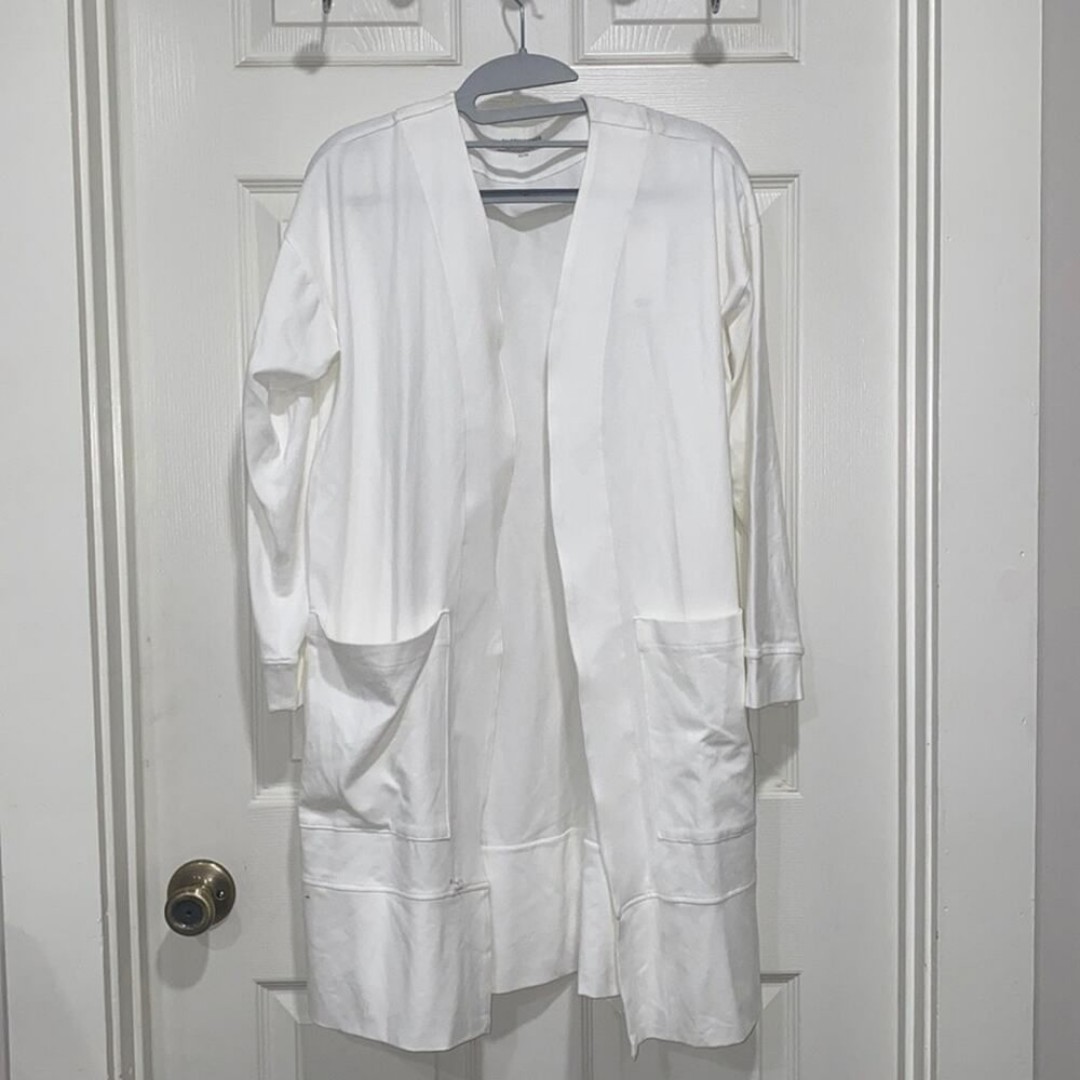 Eileen Fisher Open Front Patch Pocket Jersey Cardigan