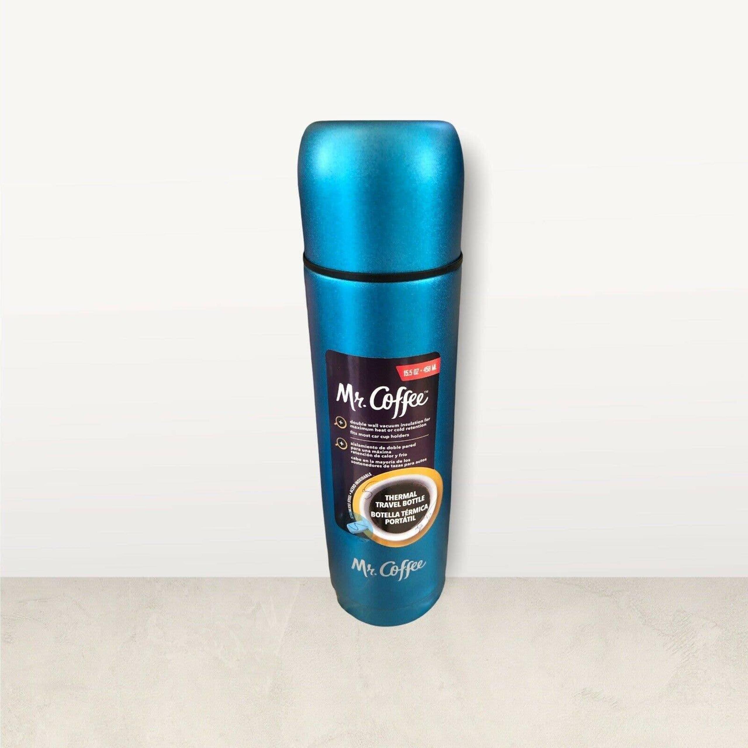 New Mr. Coffee 15.5 oz. Luster Blue Insulated Vacuum Thermal Travel Bottle / Cup
