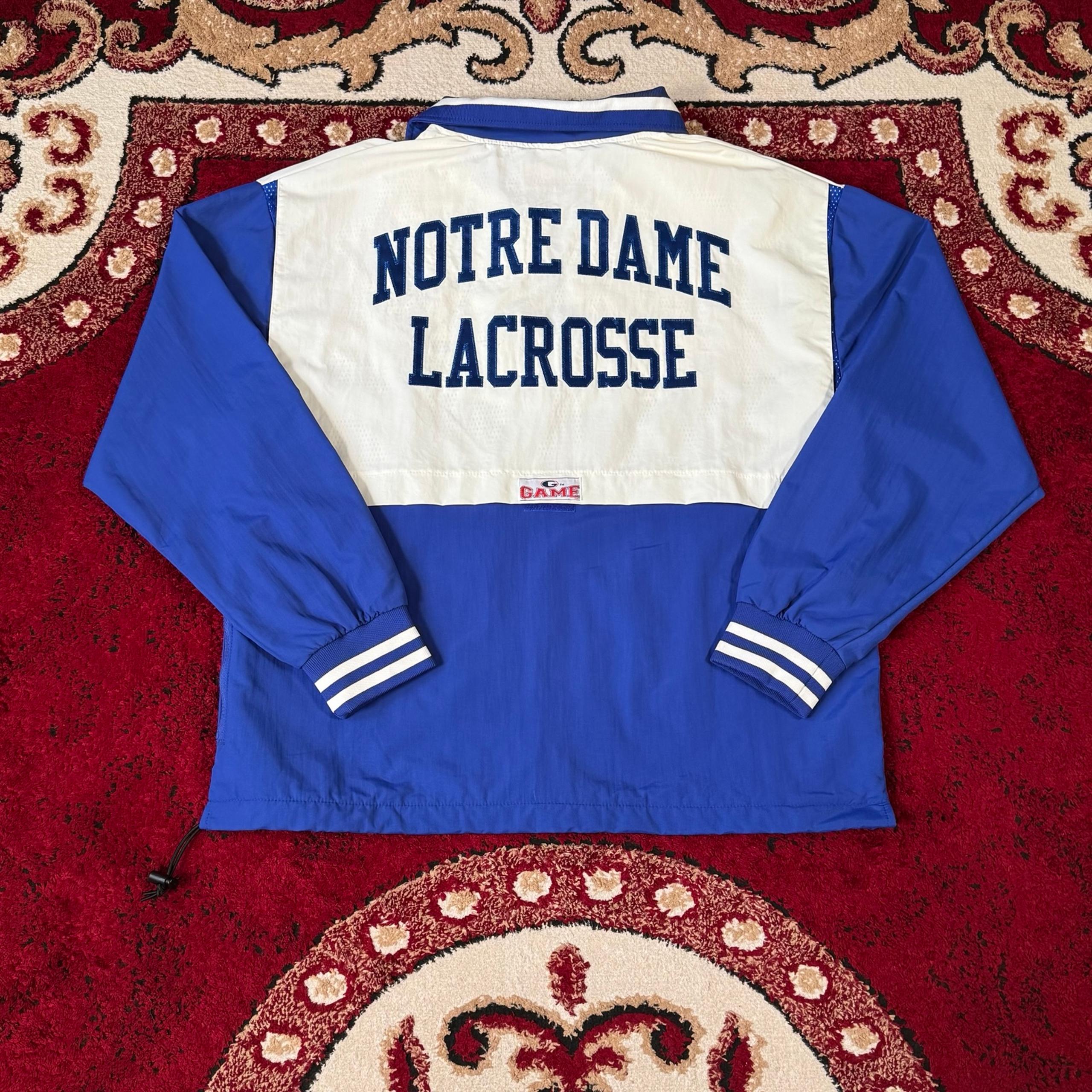 Vintage 90s Notre Dame Lacrosse Fighting Irish 1/4 Zip Windbreaker Jacket Size M