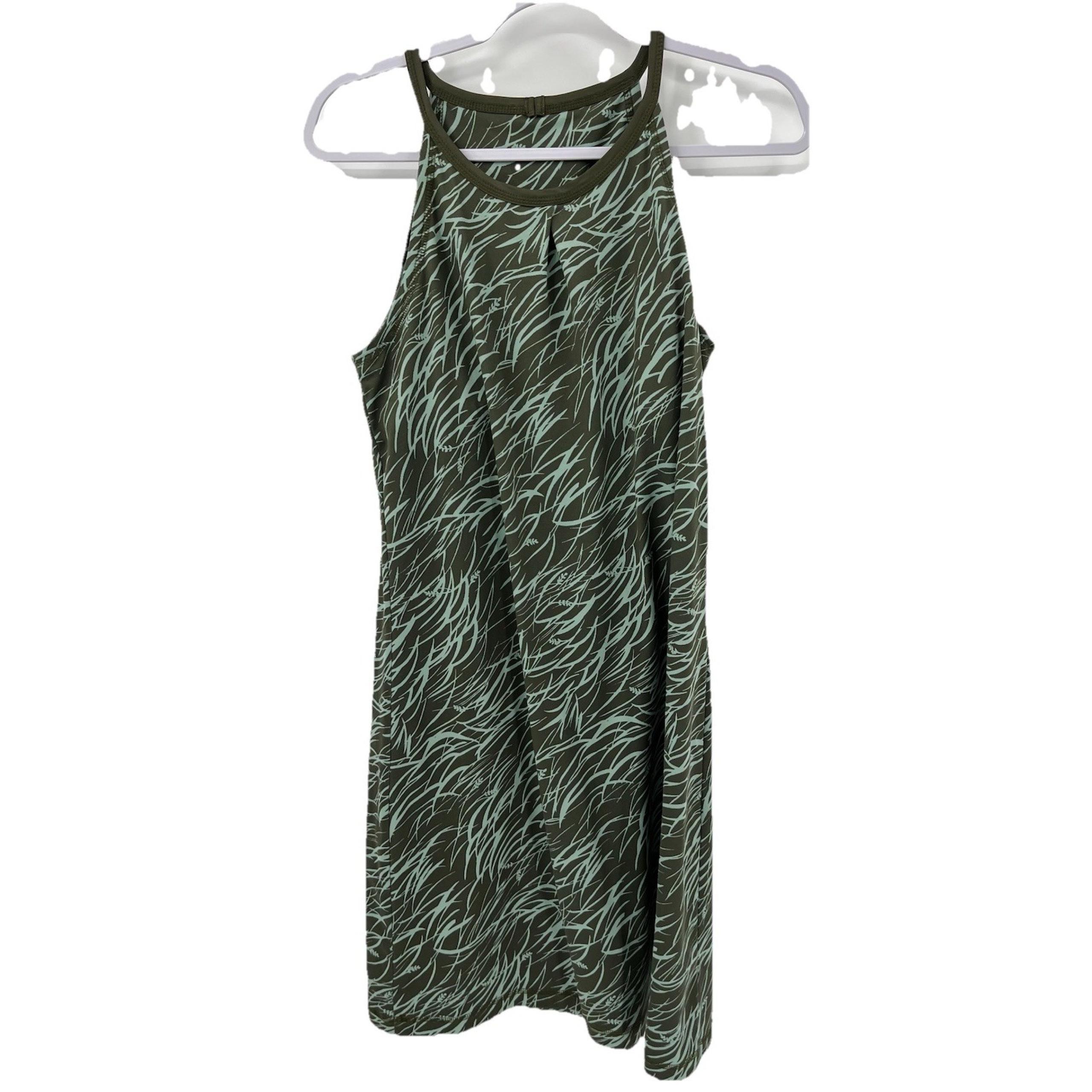Patagonia Halter Tall Pine Dress M Womens Green White Pullover Shelf Bra Summer