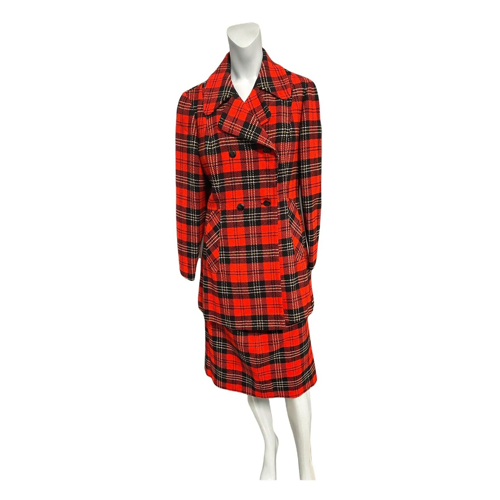 Vtg women's 16 Pendleton Red scottish plaid skirt Suit RARE HTF Mcm Rero