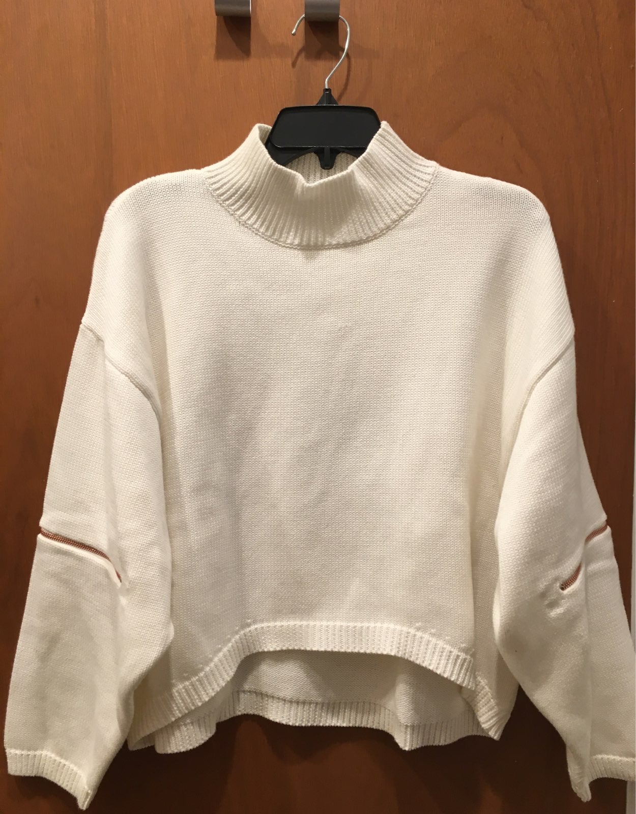Asilio White Sweater w/rose gold sleeve
