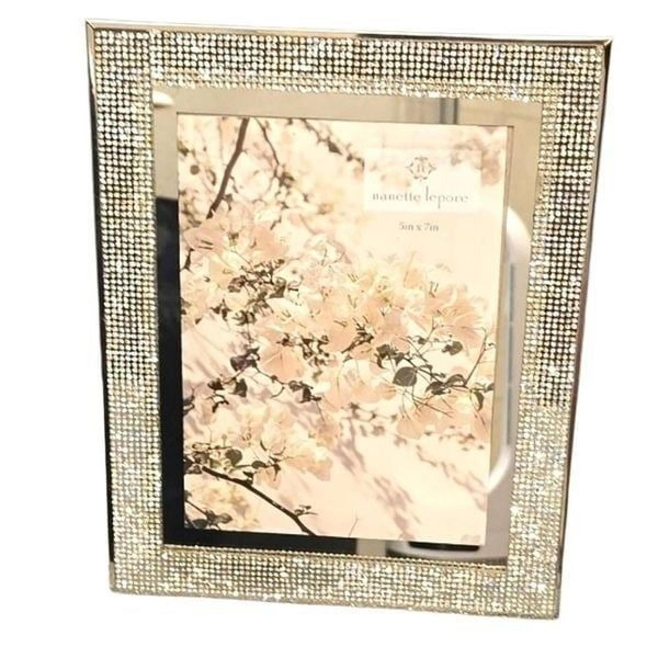 Nanette Lepore Glitter Wrapped Mirrored 5 x 7 Picture Frame
