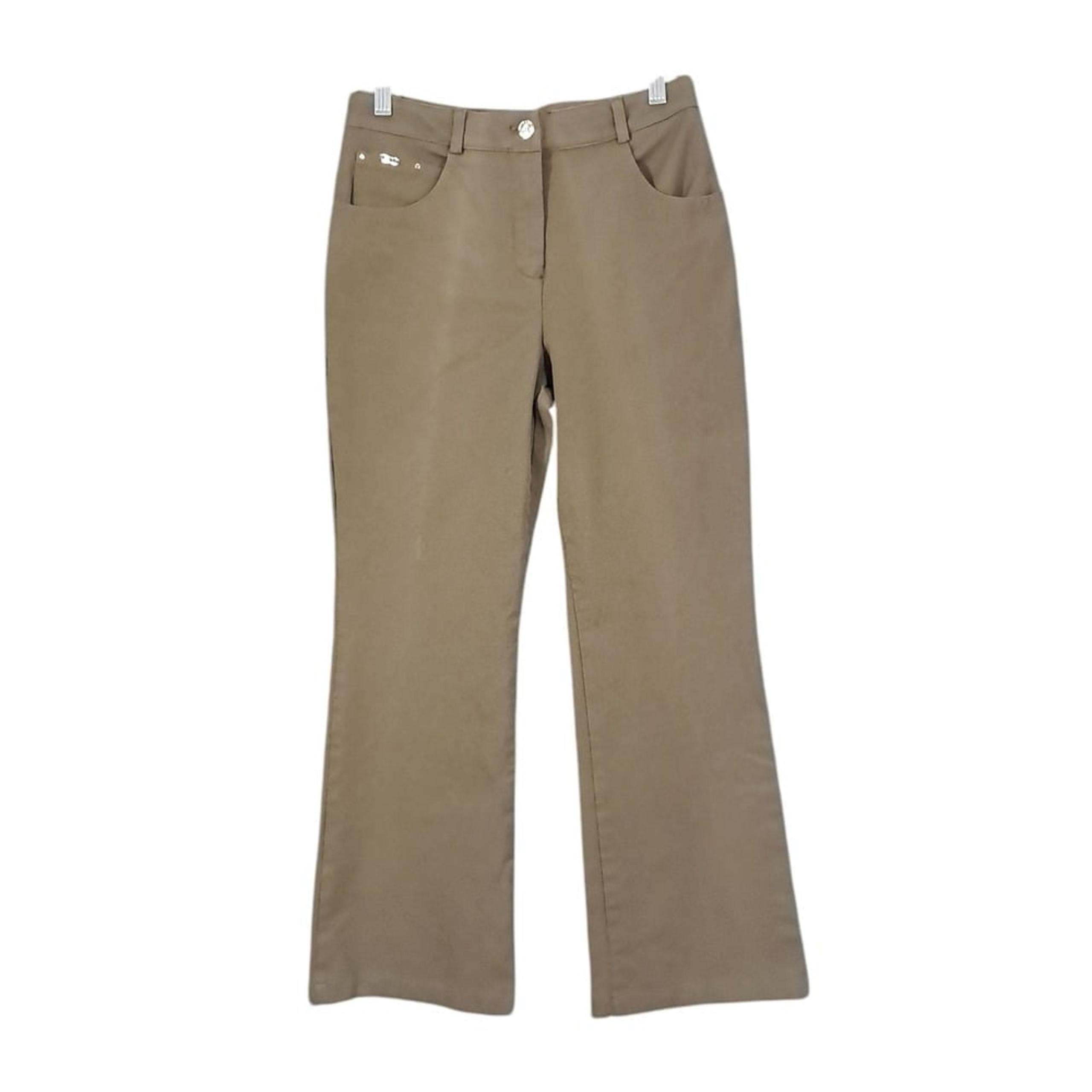 St. John Sport Womens Flare Pants Trousrs Chino Casual Olive Green Sz 4 Stretch