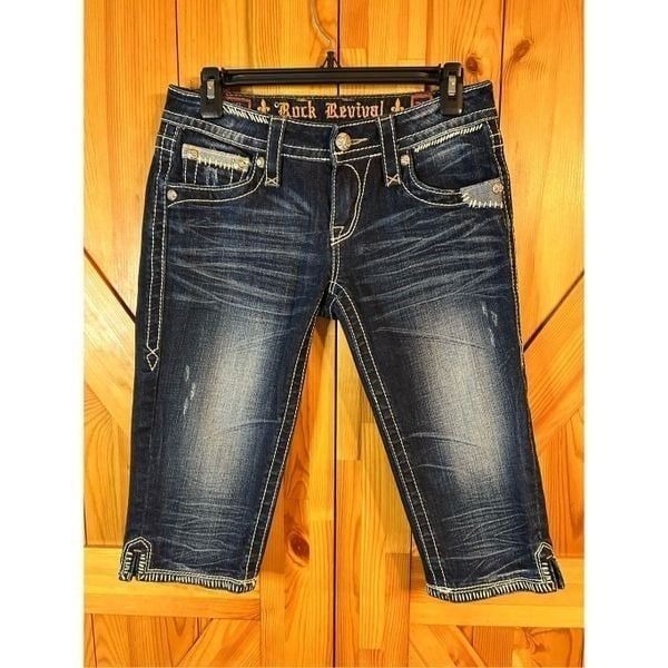 Rock Revival Karlie Capri Dark Wash Classic Cropped Jeans Size 27 Women's (0017)