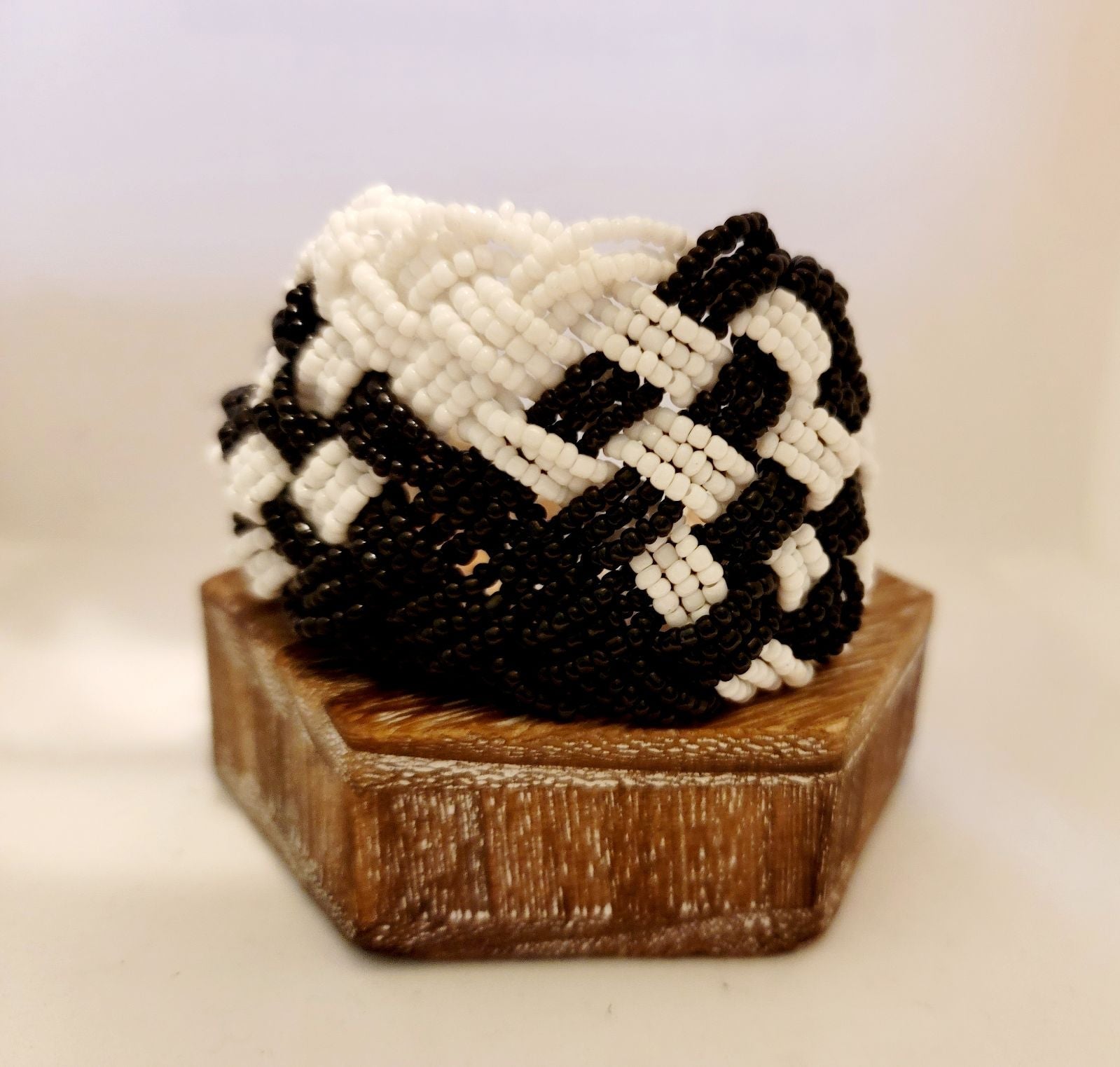 Handmade Beaded Black and White Bracelet
