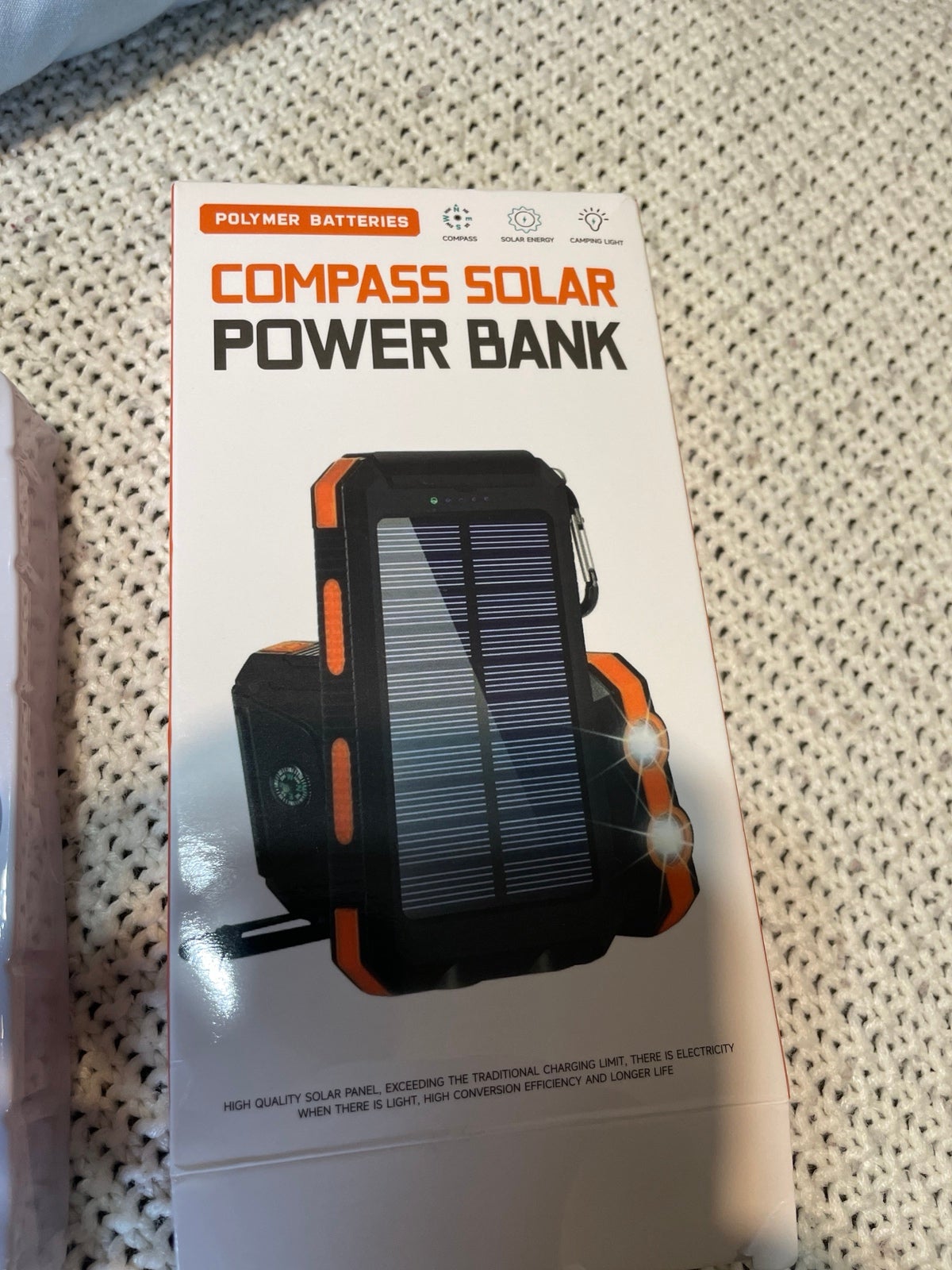 Solar Powered Power Bank 20,000 mah w compass