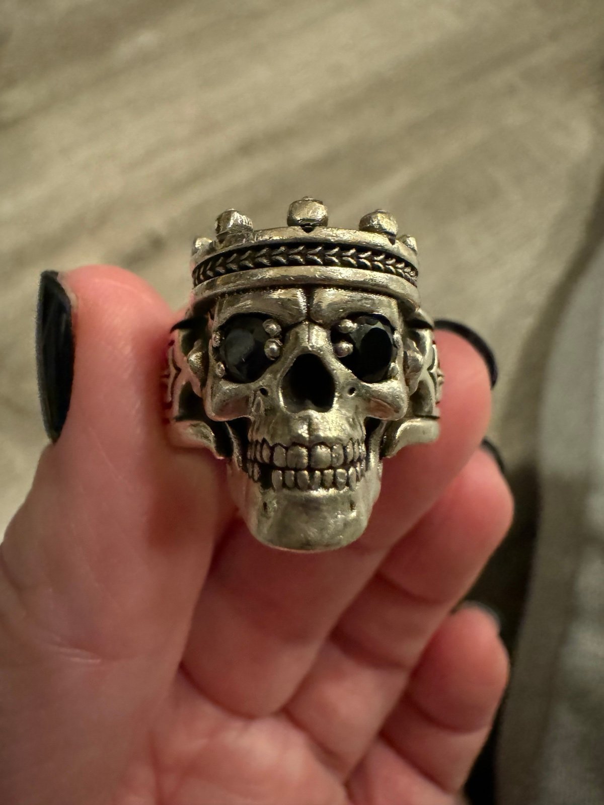 Night Rider Sterling Silver Skull Ring