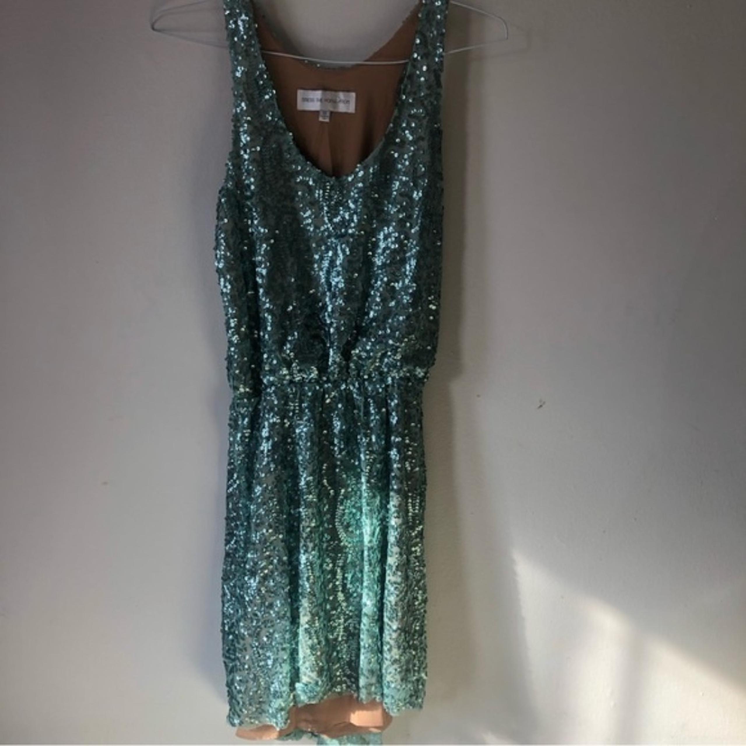 ❤️Dress the Population Green Sleeveless Sequin High-Low Dress Size XS