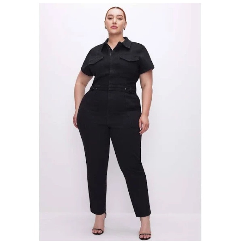 Good American Jumpsuit Fit For Success Womens 2XL 5 Black Denim Jumper GMJS126