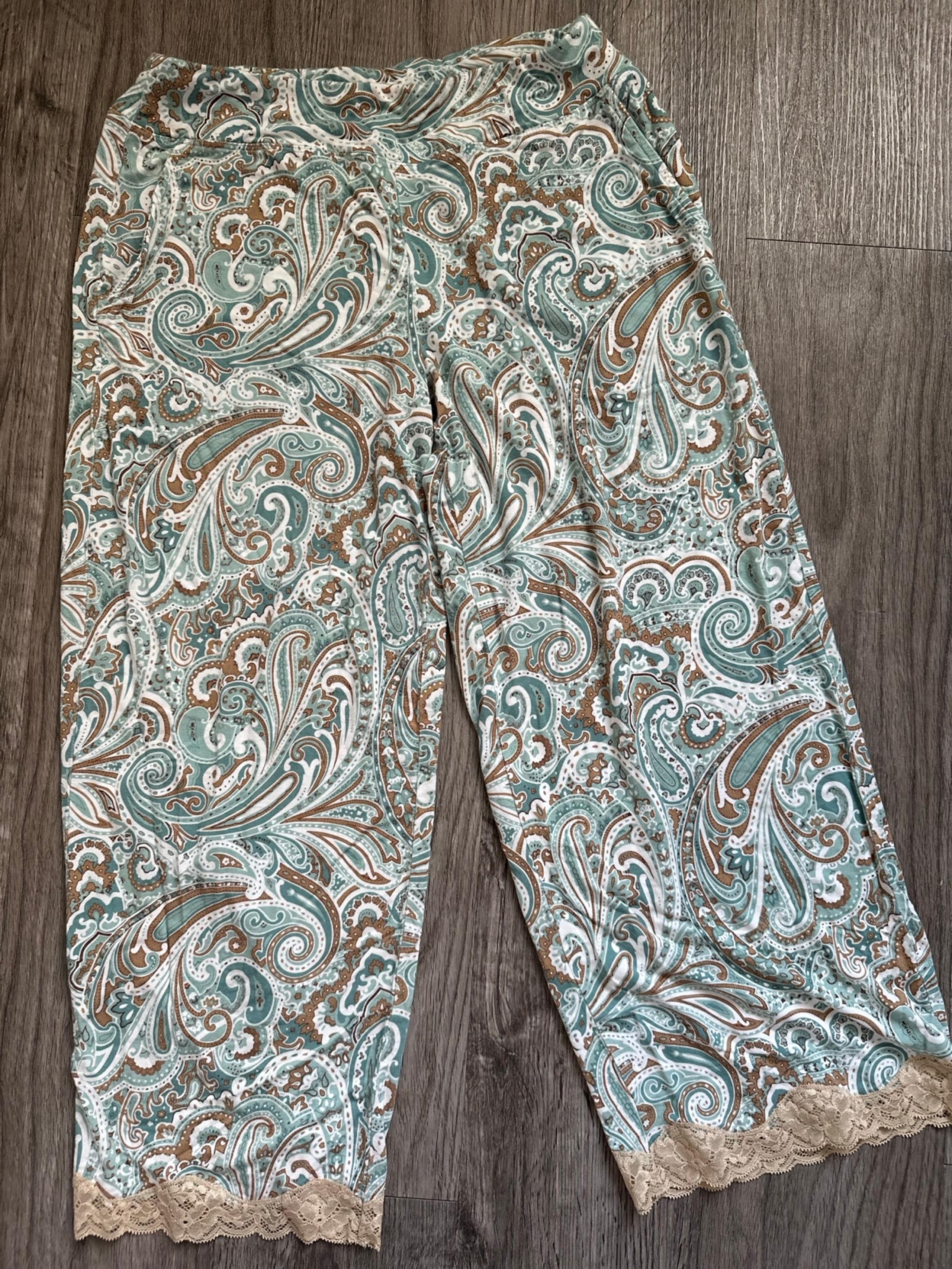 SOMA WOMEN PAISLEY PANTS SOFT CASUAL LOUNGE XS