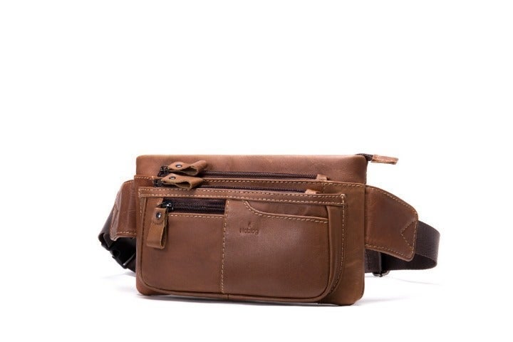 Noblag Luxury Coffee Leather Sling Bag