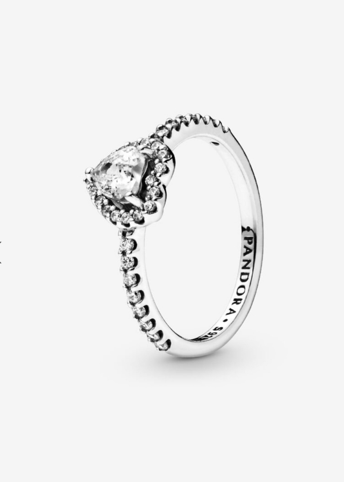 Pandora Elevated Heart, Clear CZ Fashion Ring 198421C01-52 new with tag