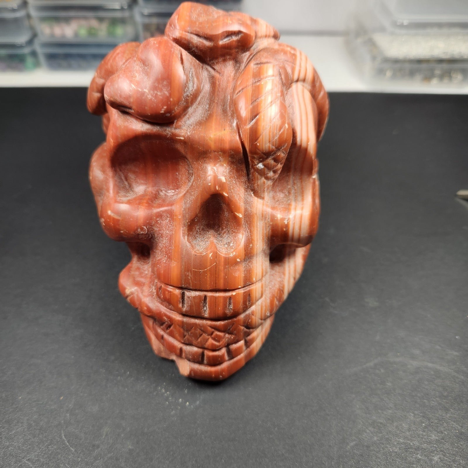 Large Red Jasper Medusa Skull
