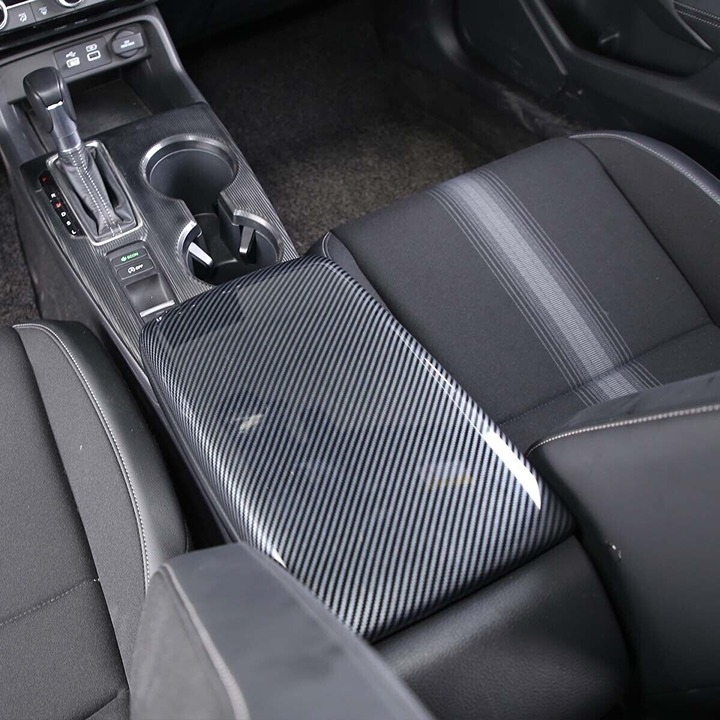 New Carbon Fiber Look Center Console Armrest Box Cover For 2022-2023 Honda Civic J0J20XQuK