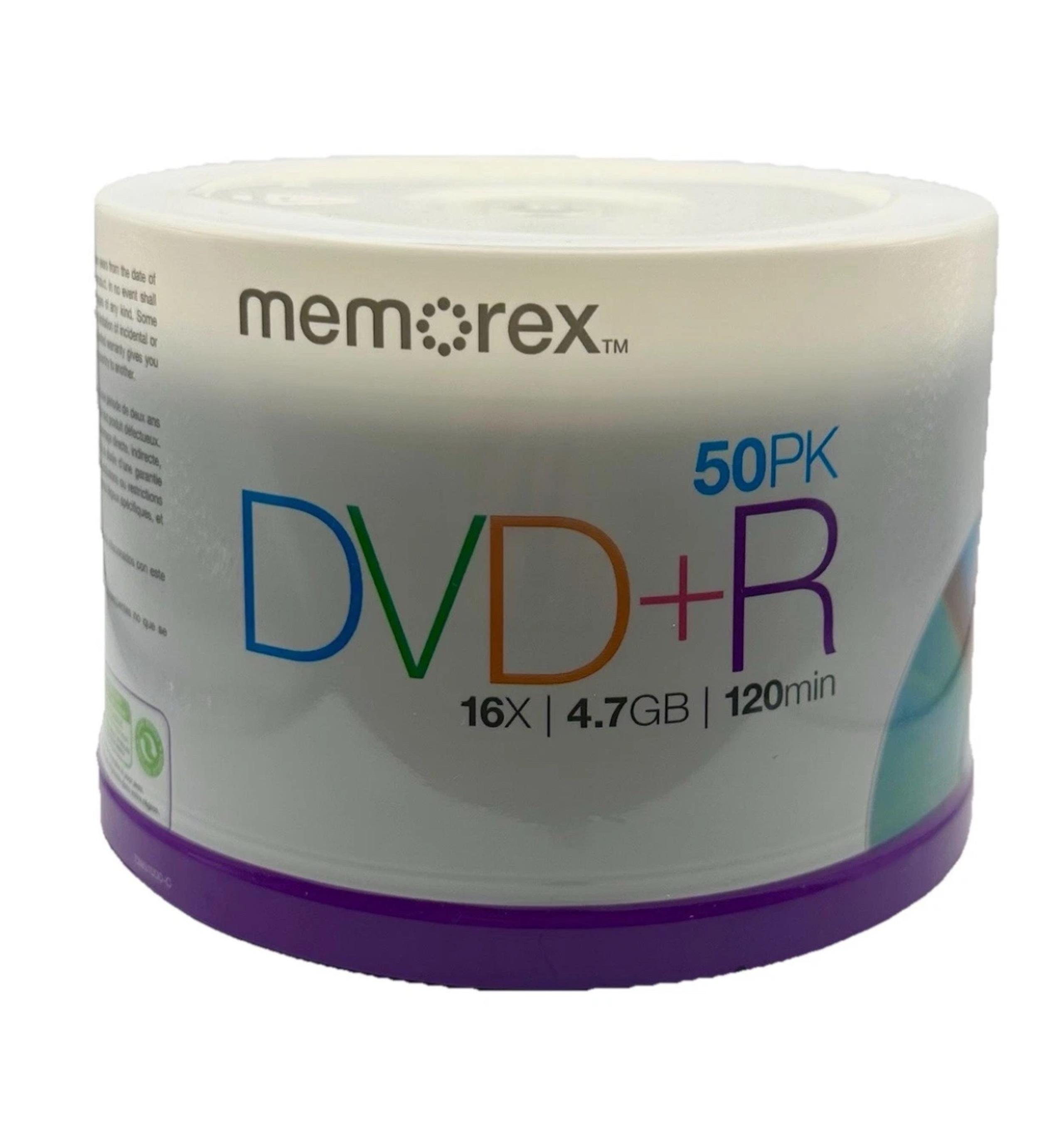 Memorex 50 Pack DVD+R 16X, 4.7GB, 120 Min. Recordable DVD Plus R New