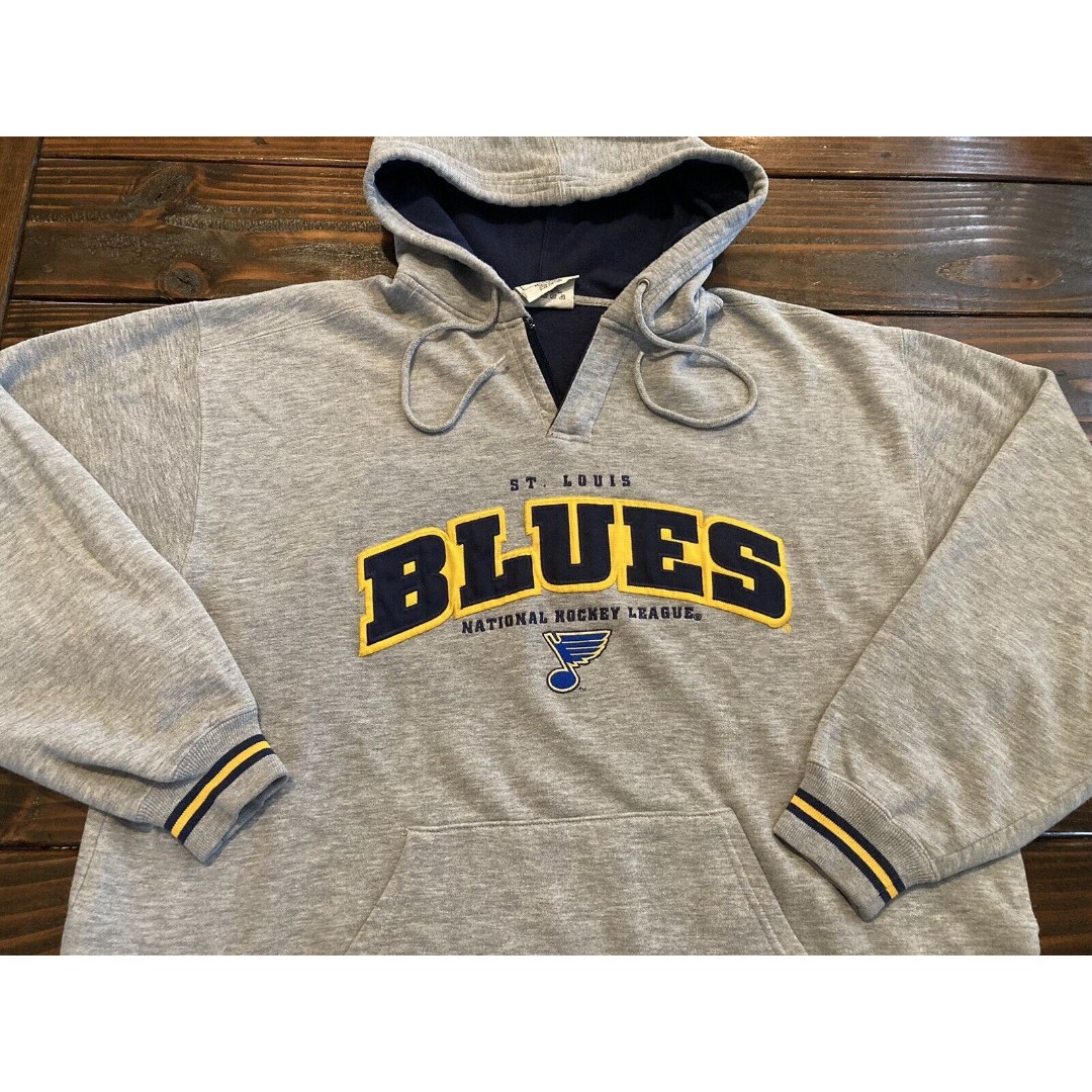 Lee Sport Gray St. Louis Blues NHL Embroidered Hooded Sweatshirt Adult Large