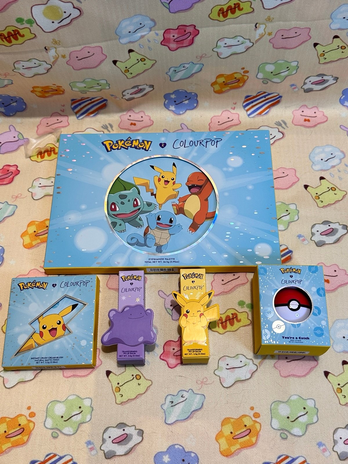 Pokemon colourpop palette, 3 lip balms, cream