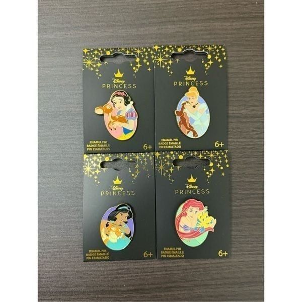 Loungefly Disney Princess and Pet Friend Enamel Pin Set of 4