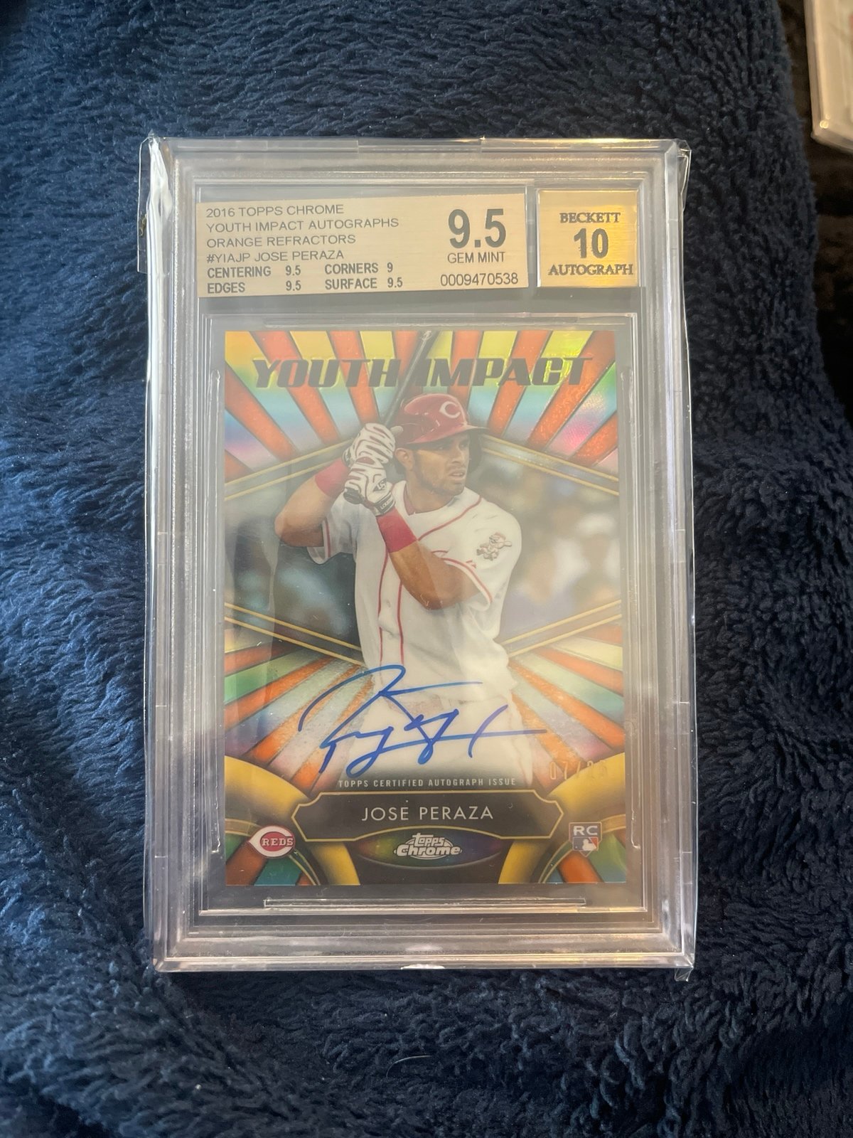 2016 Topps Chrome Youth Impact Auto /25 Jose Peraza #YIA-JP Rookie Auto RC