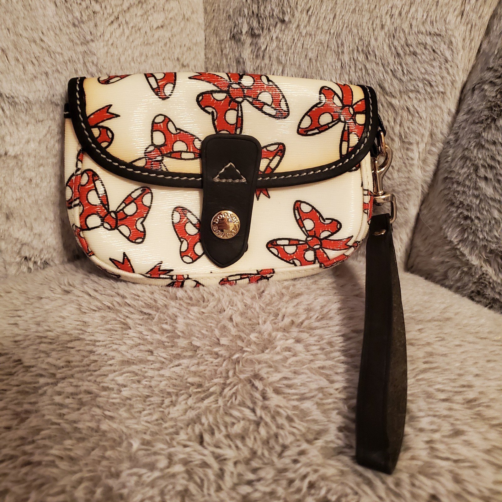 VTG Disney Dooney & Bourke Minnie Mouse Bows Wristlet Wallet Clutch