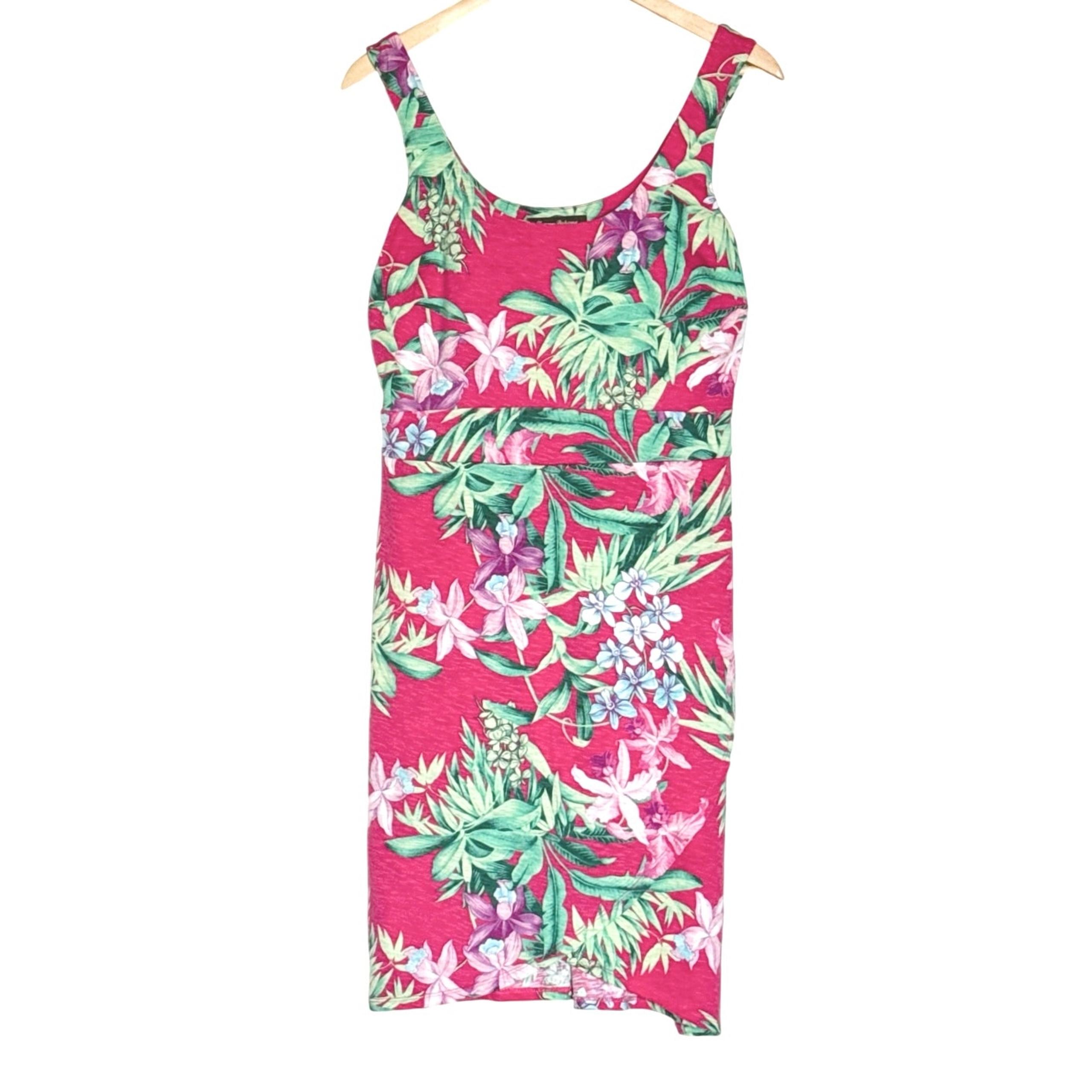 Tommy Bahama Tropical Pink Sleeveless Faux Wrap Dress Womens Size M