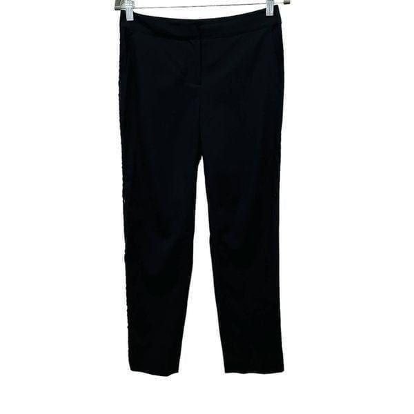 St. John Collection Black tuxedo stripe wool straight leg dress pants size 4