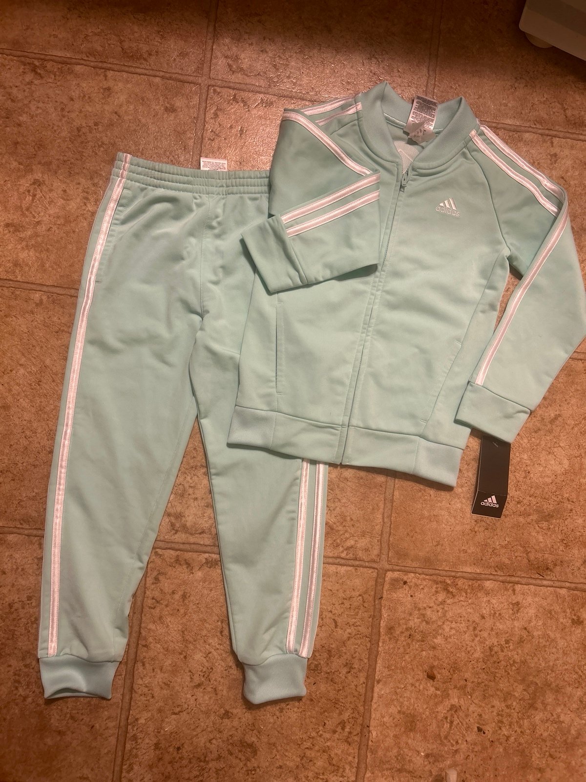 Adidas’s jogging suit outfit 6 mint green unisex girls