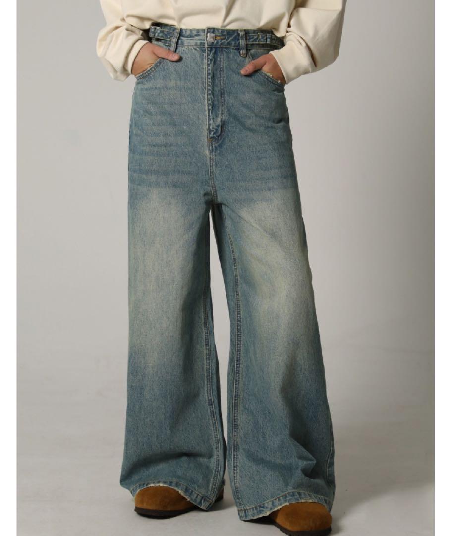 M.P. studios Side Belt Wide Flare Denim Pants