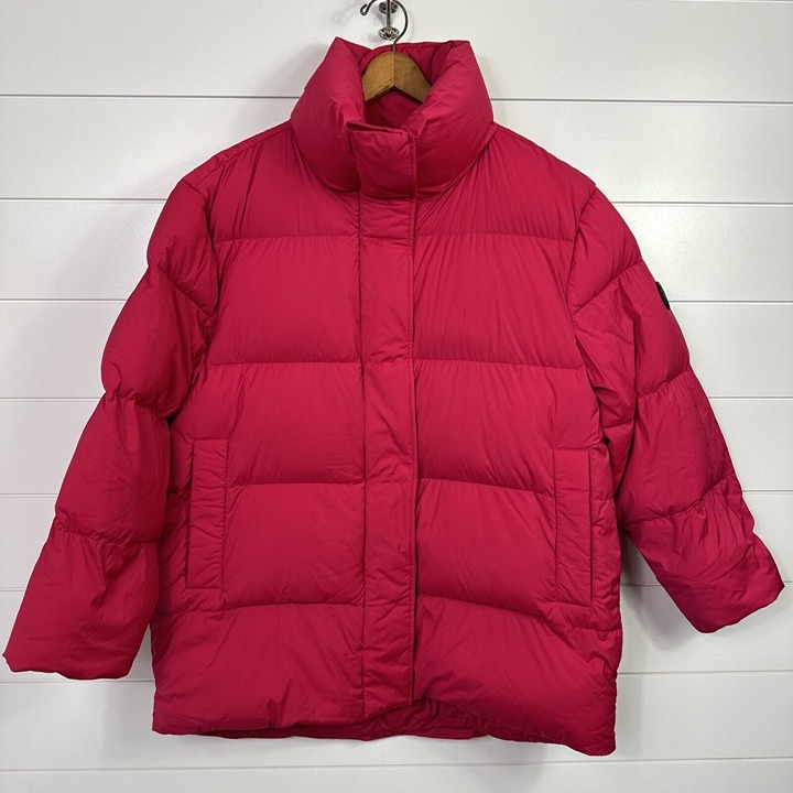 NWT The Recycled Planet Company Fuchsia Pink Full Zip Up Puffer Jacket Coat sz M
