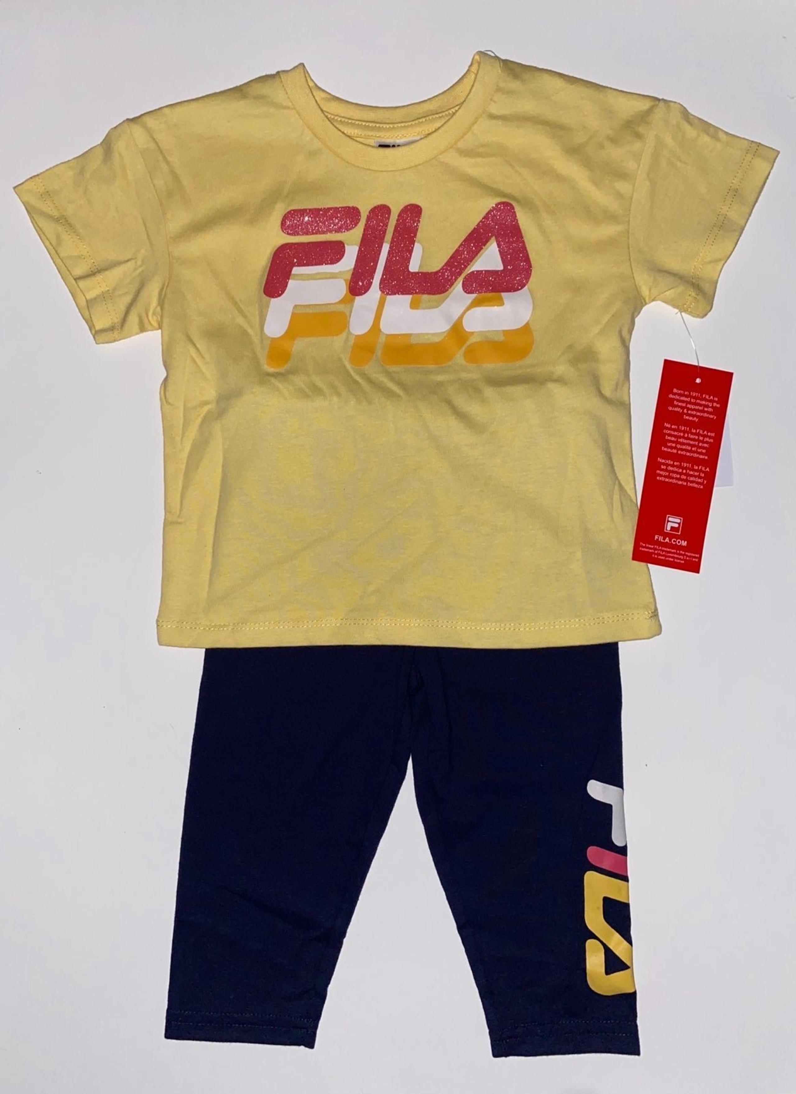 Toddler Girls Fila Yellow/Navy Tee & Capri Set Sz/ 3T