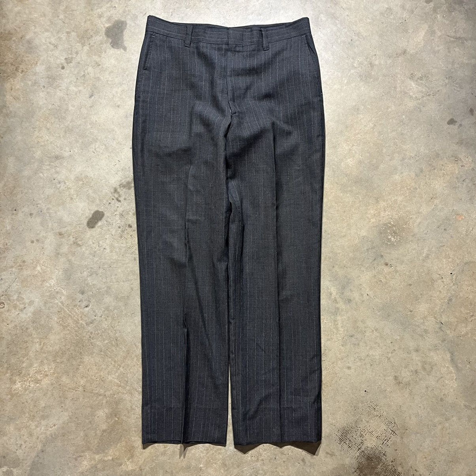Vintage 70s Grey Striped Pattern Scovill Trousers 32x29