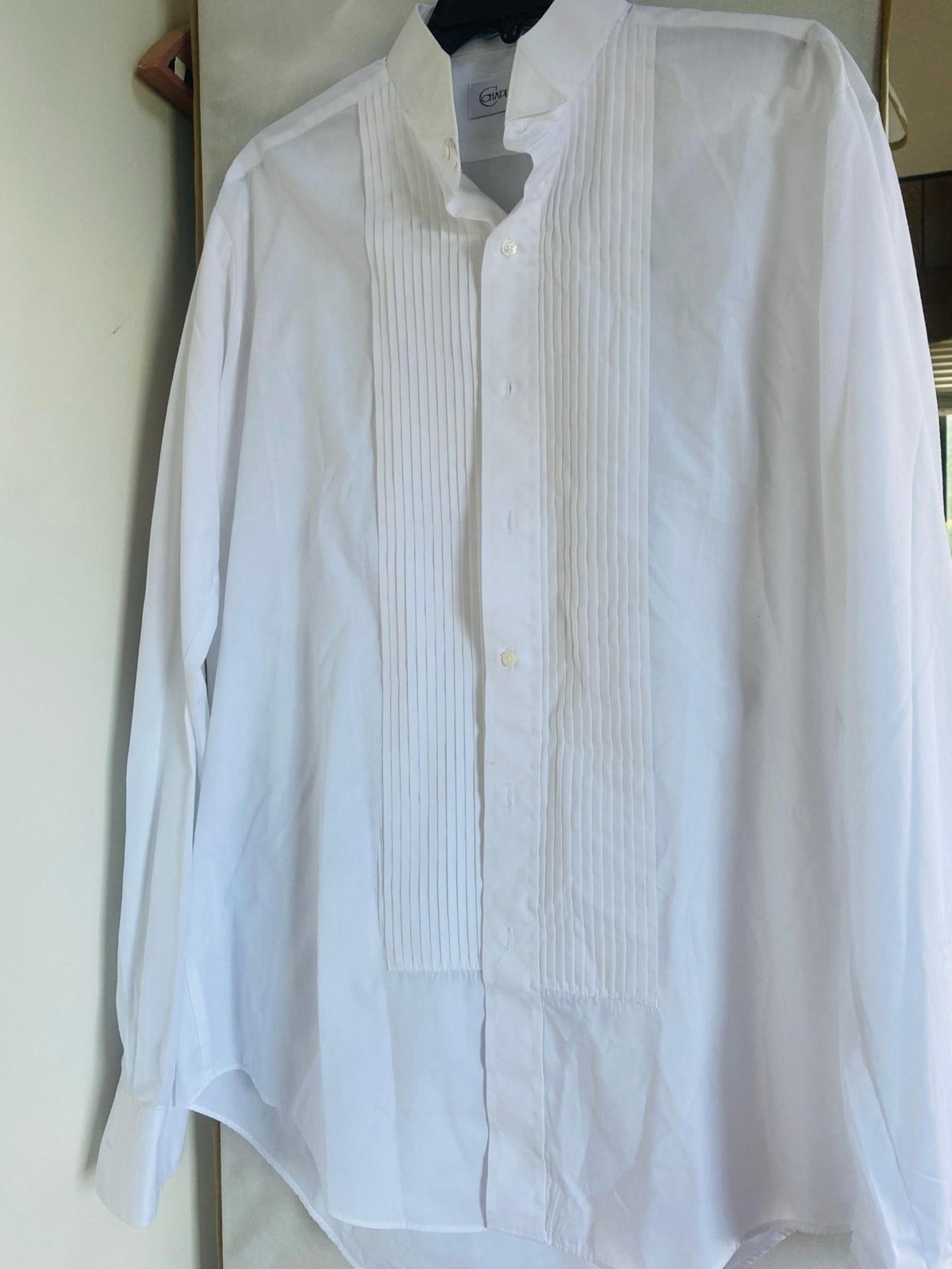 Chaplin Men's Tuxedo Traditional Dress Shirt Pleated Front & Laydown Collar - L