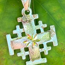 Vintage sterling silver 3D two tone JERUSALEM MALTESE Crusaders cross pendant