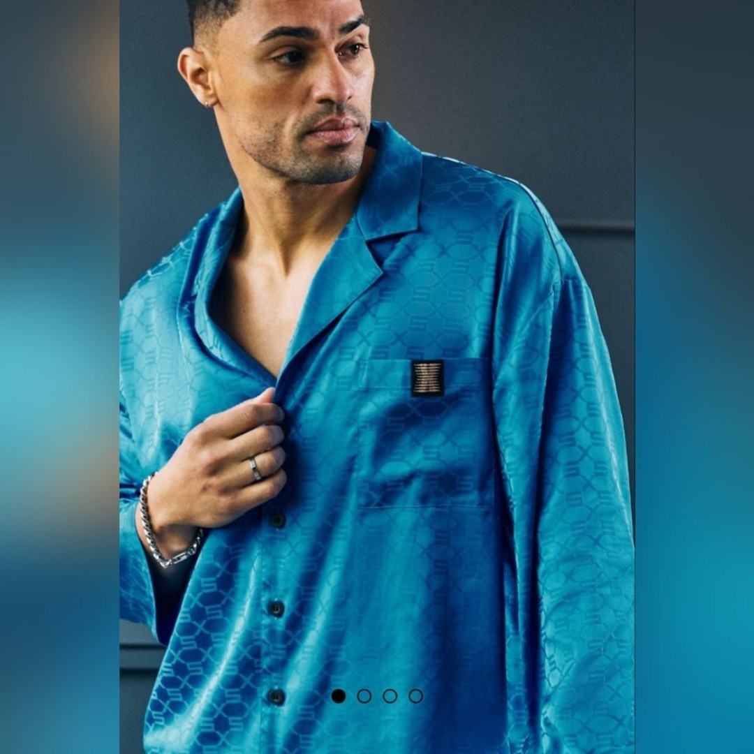 Savage x Fenty Mens Shirt Pants Set Blue Caviar Monogram Jacquard XXL