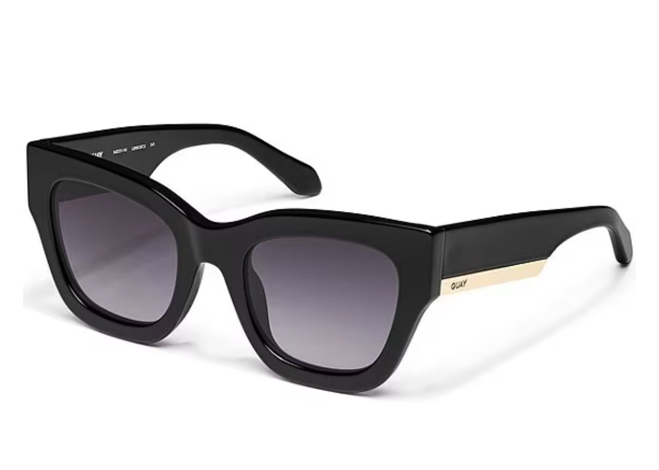 New! Quay Women's By The Way 54x23-145 Square Sunglasses Black Oversize Cat Eye