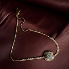 Round Brilliant 4.50 Ct White Topaz Bolo Bracelet 14K Gold Over Brass