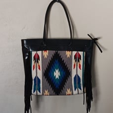 NWOT Ecotorie Bleu Leather Tote Bag with Fringe