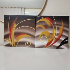 Lot of 2 Fine Art Abstract Design Acrylic Painting 16 X 16