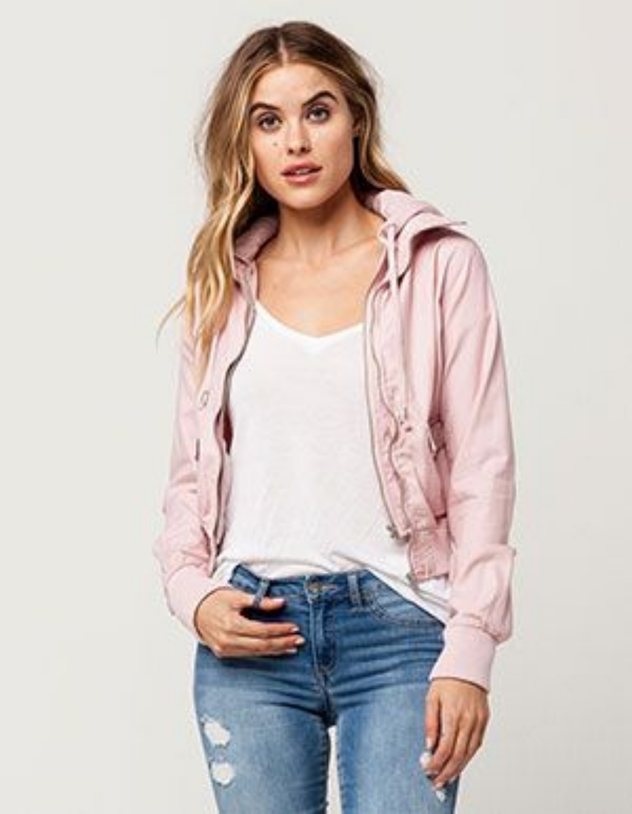 Free People Vintage Hoodie Boho Utility Zip Up Hoodie Cargo Hoodie Pink Sz S