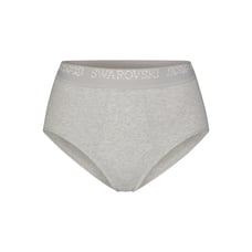 SWAROVSKI X SKIMS Ribbed High-Rise Crystal Logo Briefs Light Heather Grey Small