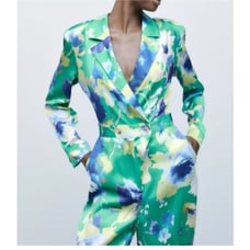 Zara Floral Printed Satin Jumpsuit Small