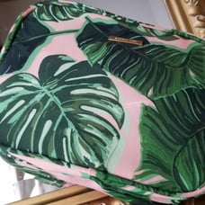 Beverly Hills Hotel Style Pink and Green Palm Leaves Canvas Travel Case
