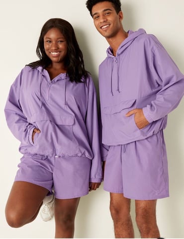 VS PINK Track Anorak & Track Dad Shorts Set Purple Sz XL