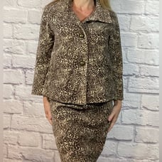 Talbots velour leopard print suit