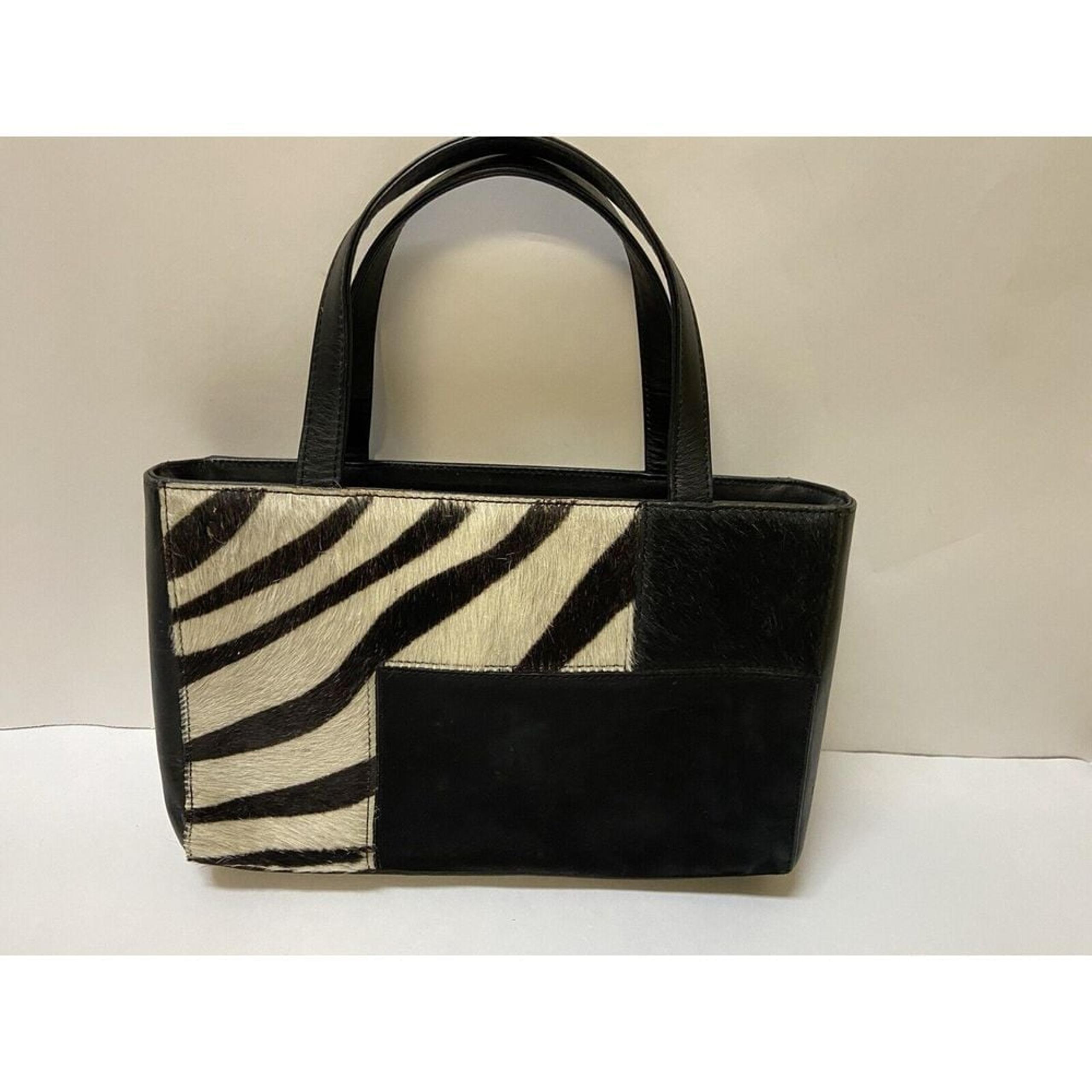 Kenneth Cole Handbag Black Zebra Leather Cowhide Purse